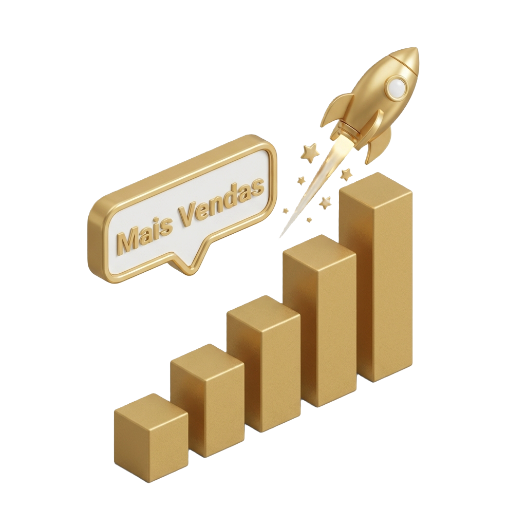 Gráfico de crescimento dourado com foguete decolando